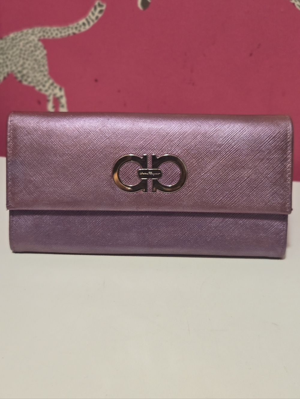 Upscaled Salvatore Ferragamo Leather Gancini Long Wallet